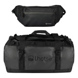 Pack Bolso Duffel 60 Lts Black + Banano Impermeable Lhotse