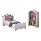 Cama Casinha Infantil Magia Com Estante