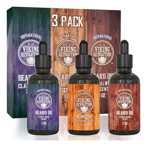 Aceite Acondicionador Para Barba Viking Revolution, 3 Pack