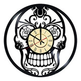 Reloj De Pared De Vinilo Con Calavera, Decoración Gótica Del