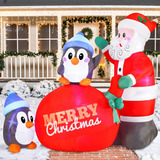 Inflables De Navidad De 6 Pies De Largo Con Pingüinos, Decor