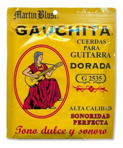 Encordado Guitarra Clásica Criolla Cuerdas Gauchita Dorado