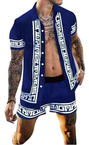 Conjunto De Camisa De Playa Hawaiana Vintage Para Hombre