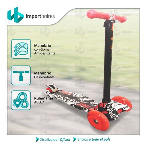 Monopatín Infantil 4 Ruedas Abec 7 Silicona Luces Led