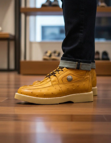 Bota Zapato Casual Exotico Piel Grabada Avestruz Ommy 210