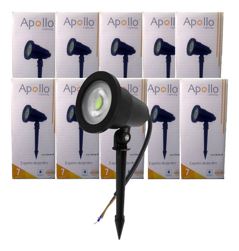 Kit 50 Un  Luminária Espeto Jardim Apollo 7w Cob Led Ip65