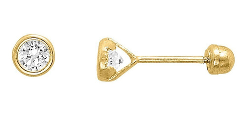 Arete Broquel Oro 10 Kt Bebé Bisel 2.5mm