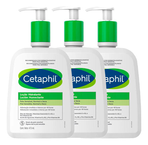 Kit 3 Cetaphil Loção Hidratante Pele Sensível E Seca 473ml