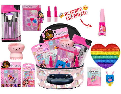 Maleta Kit Maquiagem Infantil  Pop It +  Polvo Brindes Bz139