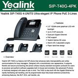 Yealink [4-pack] T40g Del Teléfono Ip, 3 Líneas. Lcd De 2,3 