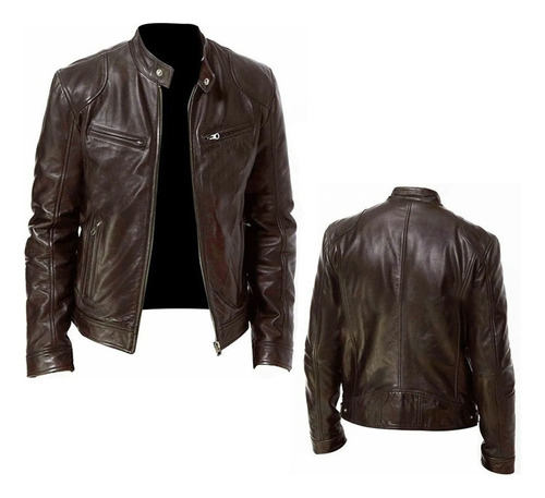 Chaqueta Biker De Piel De Oveja De Hombre Con Cremallera