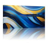 Cuadro Moderno Azul Para Sala De Estar - 81x163cm - Marco In