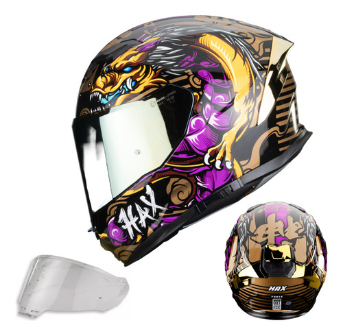 Casco Moto Hax Integral Force Shen Long Dot + Ece R22.06