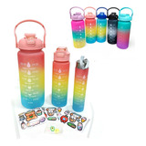 Set  3 Botellas Motivacional Agua Deportiva Horarios Medidor