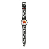 Reloj Swatch Grande Bracchetto So28z107 Peanuts Snoopy Suizo Color De La Malla Negro Color Del Bisel Negro Color Del Fondo Blanco