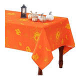 Mantel De Halloween Naranja Fantasmas Telarañas 152 X 264