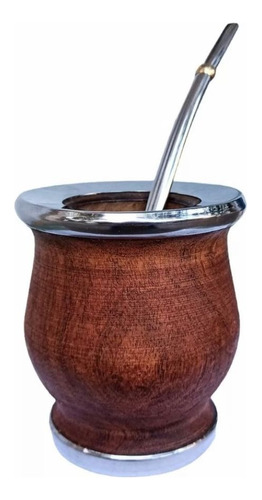 Mate Camionero De Algarrobo Madera Virola Y Base De Acero