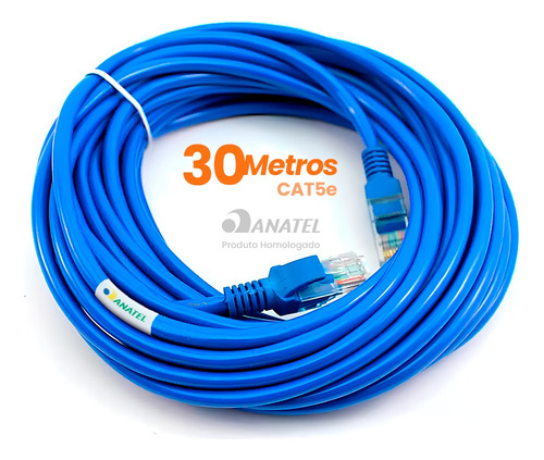 Cabo De Rede Cat5 30 Metros Ethernet Lan Giga Rj45
