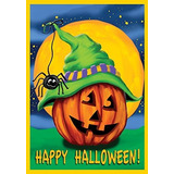 Bandera Decorativa De Jardín Halloween Jack O Lantern.