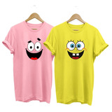 Kit Com 2 Camisa Feminina Patrick E Bob Esponja Baby Look