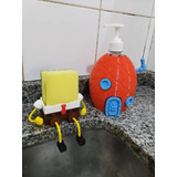 Combo Porta Esponja De Bob +casa De Bob Dispenser Detergente