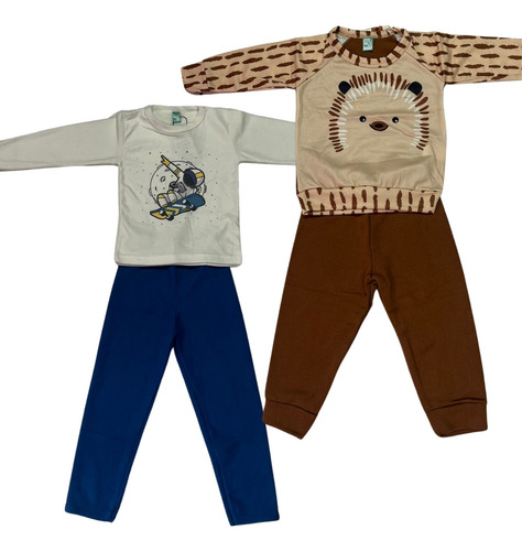 Conjunto Frio Masculino Infantil Calça Blusa Kit 2 Conjunto