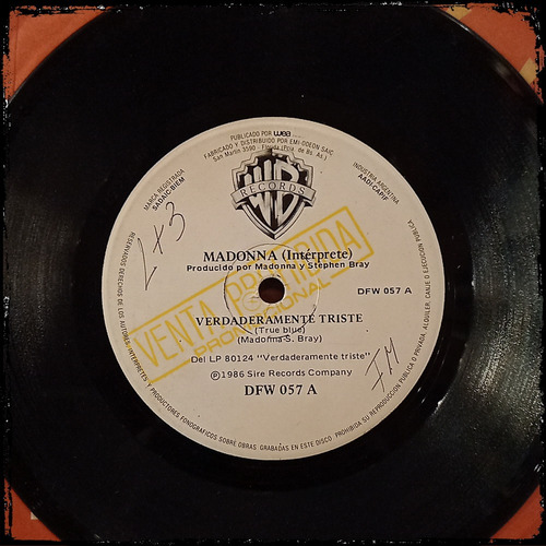 Madonna / Paul Simon Split True Blue 1986 Vinilo Single