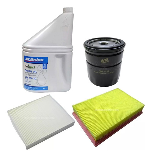 Kit 3 Filtros Chevrolet Onix Prisma + Aceite Sintetico 5w30