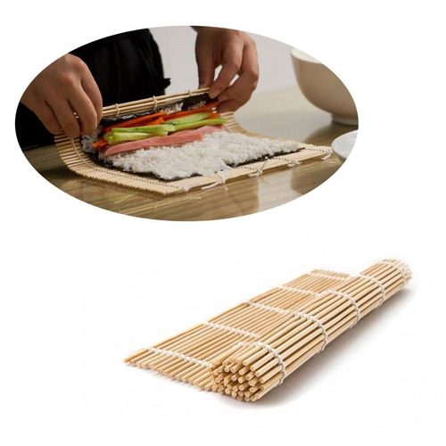 8 Esteiras Sudare Bambu Enrolar Sushi Mat Oriental 23x24 Cm