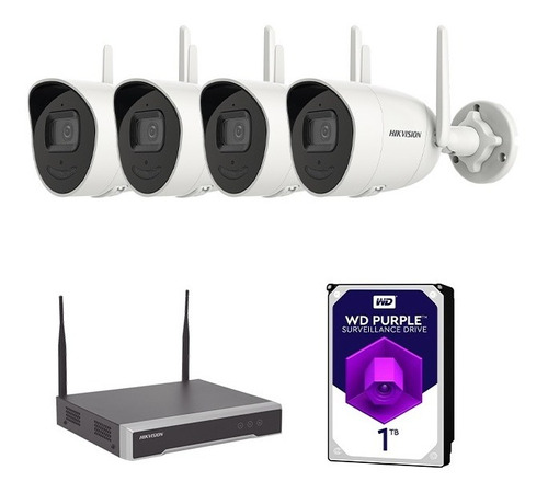 Kit Wifi 4 Camaras 2 Megapixeles Incluye Disco Duro Y Nvr