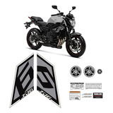 Kit Adesivos Moto Yamaha Xj6 2015 Faixa Do Tanque + Emblemas Cor Grafite