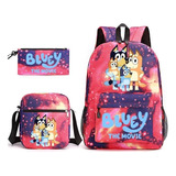 Mochilas Escolares Bluey Set De Lápices De Moda De 3 Piezas