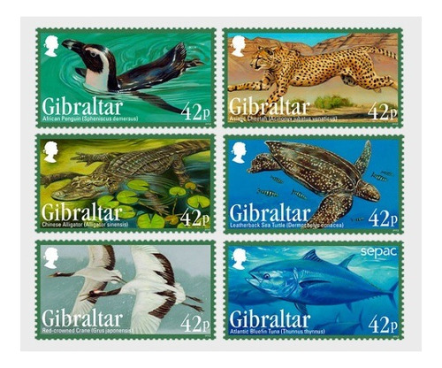 2013 Fauna Peligro Extinción- Gibraltar (sellos) Mint