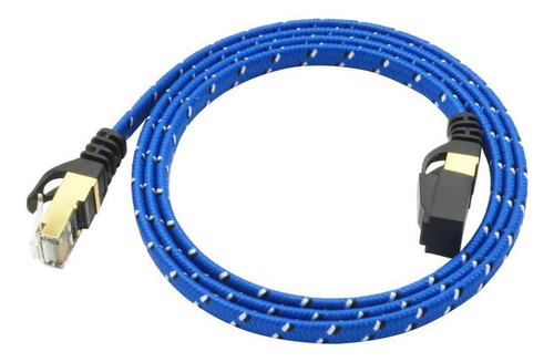 Cable De Conexión Ultraplano Ethernet Cat7 10 Azul De 2 Metr