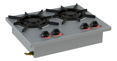 Fogão Cooktop Industrial Gás Itajobi Fogões Alvenaria 2 Bocas Prateado