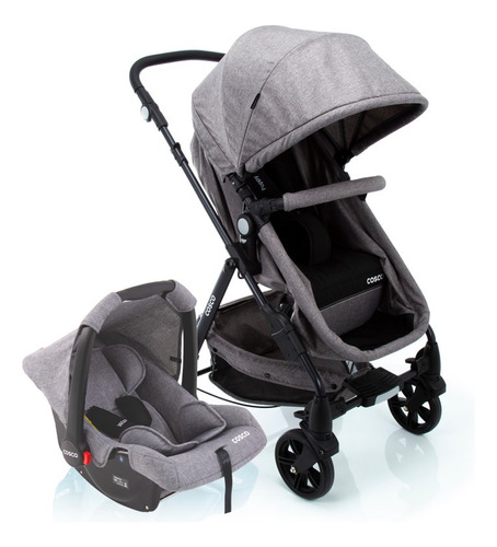 Conjunto Travel System Poppy 3.0 Duo Cinza Mescla Cosco Kids