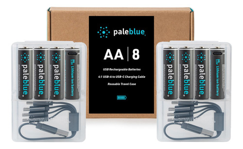 Pilas Recargables Baterías Aa Recargables Usb De Pale Blue,