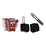 Acordeon Sanfona 120 Baixos Vermelho Michael + Bag