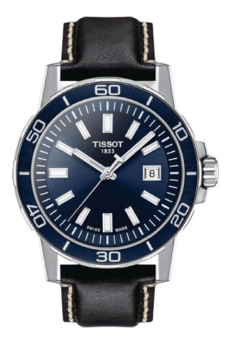 Reloj Tissot Supersport Gent Para Hombre 1256101604100 Color De La Malla Negro Color Del Bisel Azul Color Del Fondo Azul
