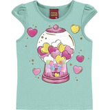 Blusa Bebê Feminino Em Meia Malha Manga Curta Baleiro Kyly