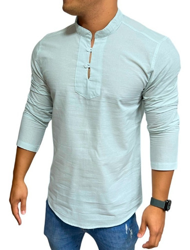 Camisa Bata Masculina Manga Longa Slim Fit - Envio Imediato