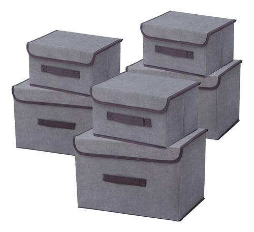 6pcs Cajas Organizadoras De Tela Plegables Con Tapas