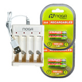 Cargador Usb Para 4 Pilas +  4 Pilas Aaa 1100mah Noga