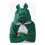 Fantasia Pijama Kigurum Soft Porco Verde Escuro- Infantil