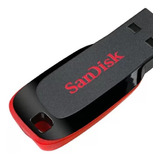 Pendrive Sandisk Cruzer Blade 128gb 2.0 Preto E Vermelho