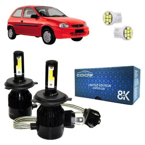 Kit Super Led H4 8000k Farol Corsa Wind 95 96 97 98 99 2000