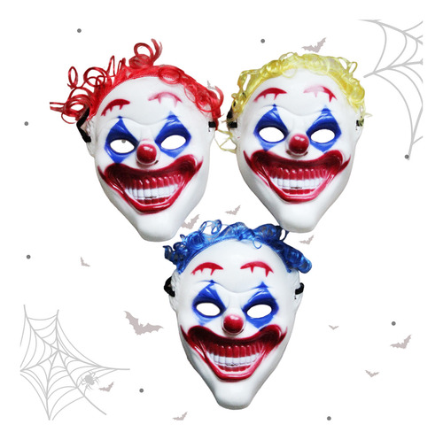 6 Mascaras Plástico Disfraz Payaso Halloween Fiesta Muertos