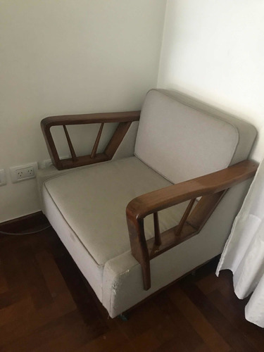 Sillón Escandinavo Nórdico Lino 1 Cuerpo Gris Claro