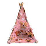 Tipi Para Perro Gato Casa Con Cama Colchoneta Mascota 80cm Color Rosa Perros