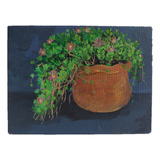 Cuadro Decorativo Al Óleo Jarrón De Barro Con Flores 12x16cm